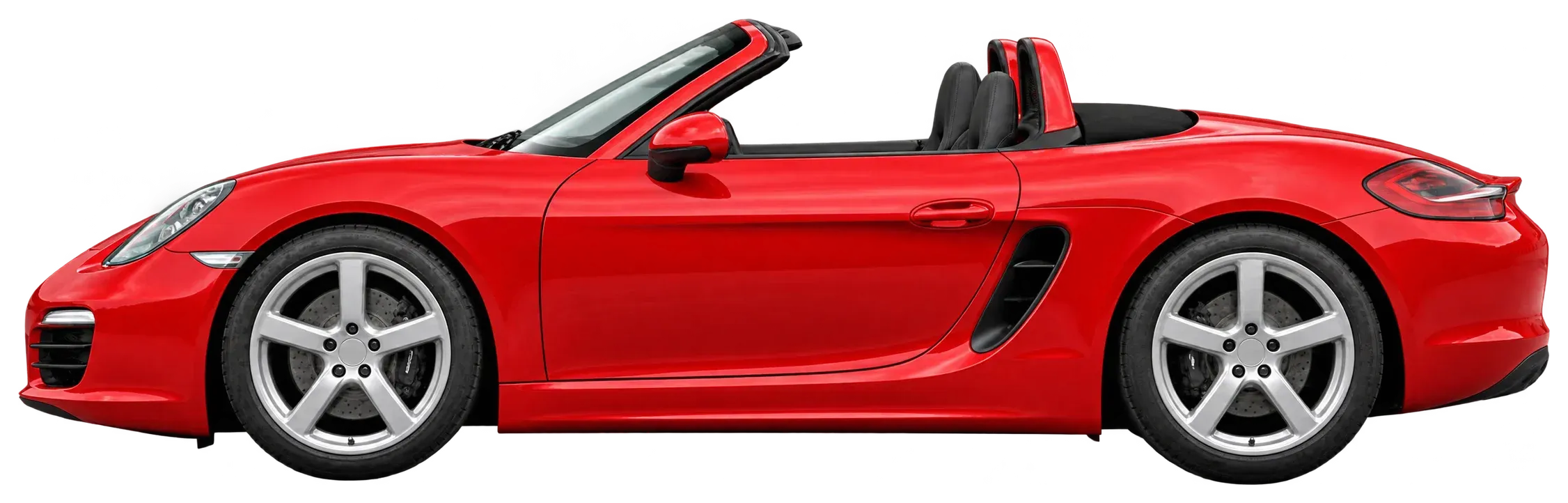 A used red 2014 Boxster S pulling onto the lot